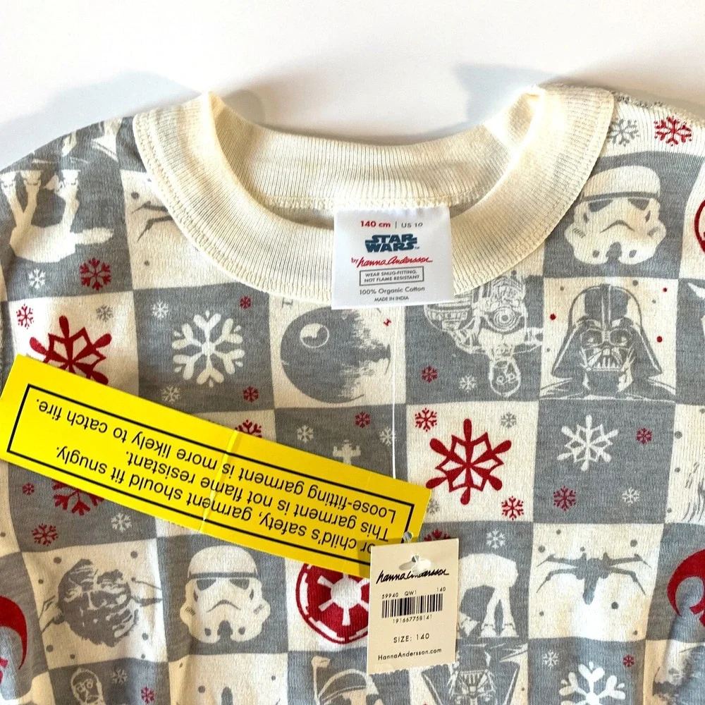 Hanna Andersson Star Wars Holiday Christmas Pajamas‎ 2 Pc. Sz 10 Red Gray Cotton
